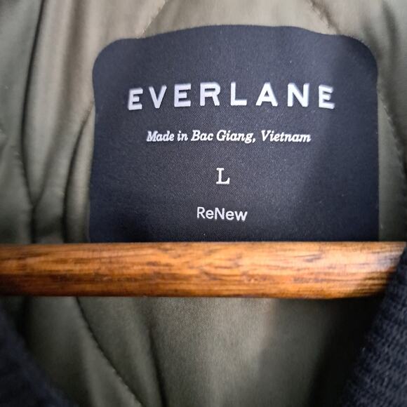Everlane The ReNew Long Liner Quilted Coat Kalamata Green Oversized Wms Large - Picture 8 of 10
